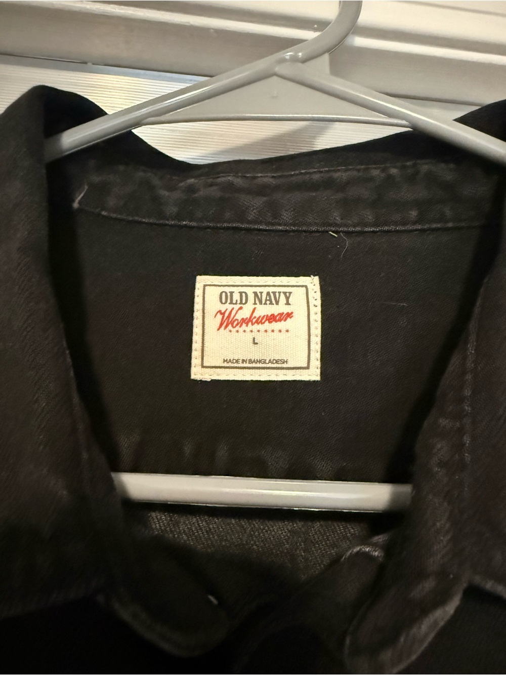 Old Navy | Workwear Black Jean Utility Denim Shirt Jacket NWT L - Picture 4 of 8